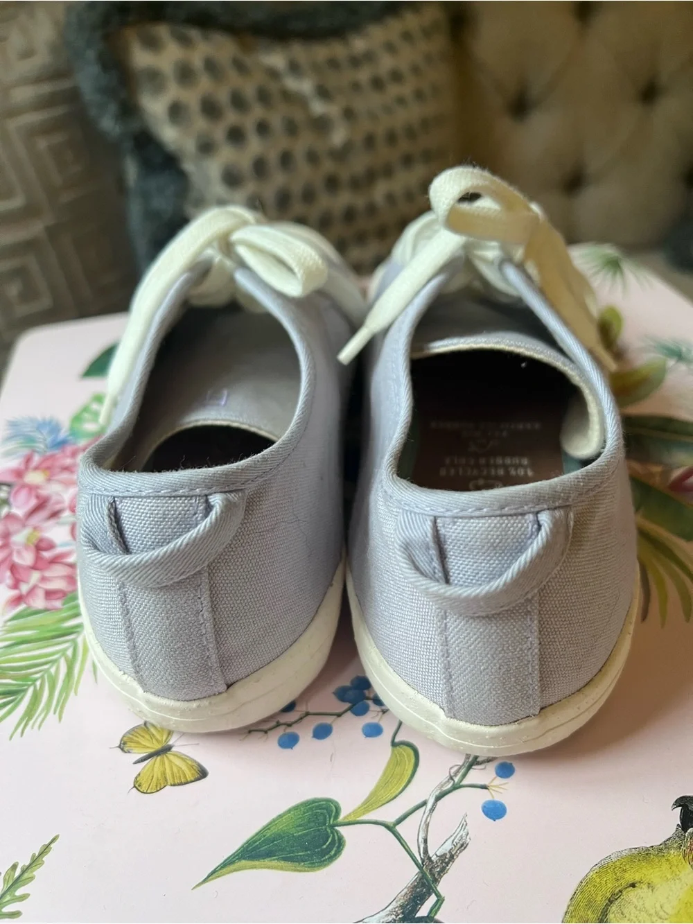 Women's Lavender Canvas Lace-Up Sneakers with Cream Laces